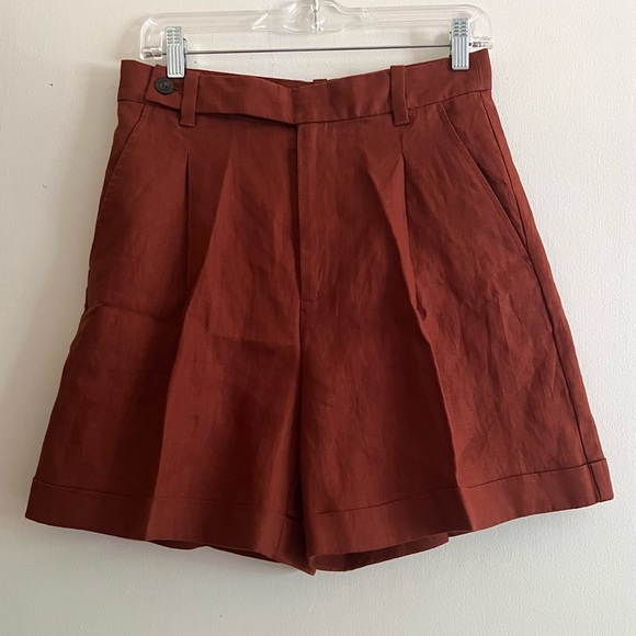 Madewell Harlow Short Linen Dusty Redwood 4 6 - Picture 6 of 7